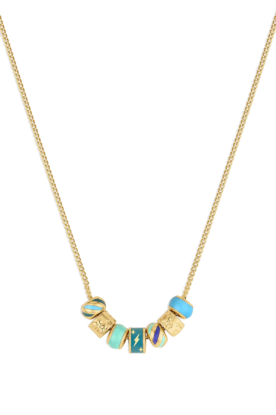 LIGHTNING STRIKES NECKLACE- GOLD/TURQOISE - Necklaces - Sassanova