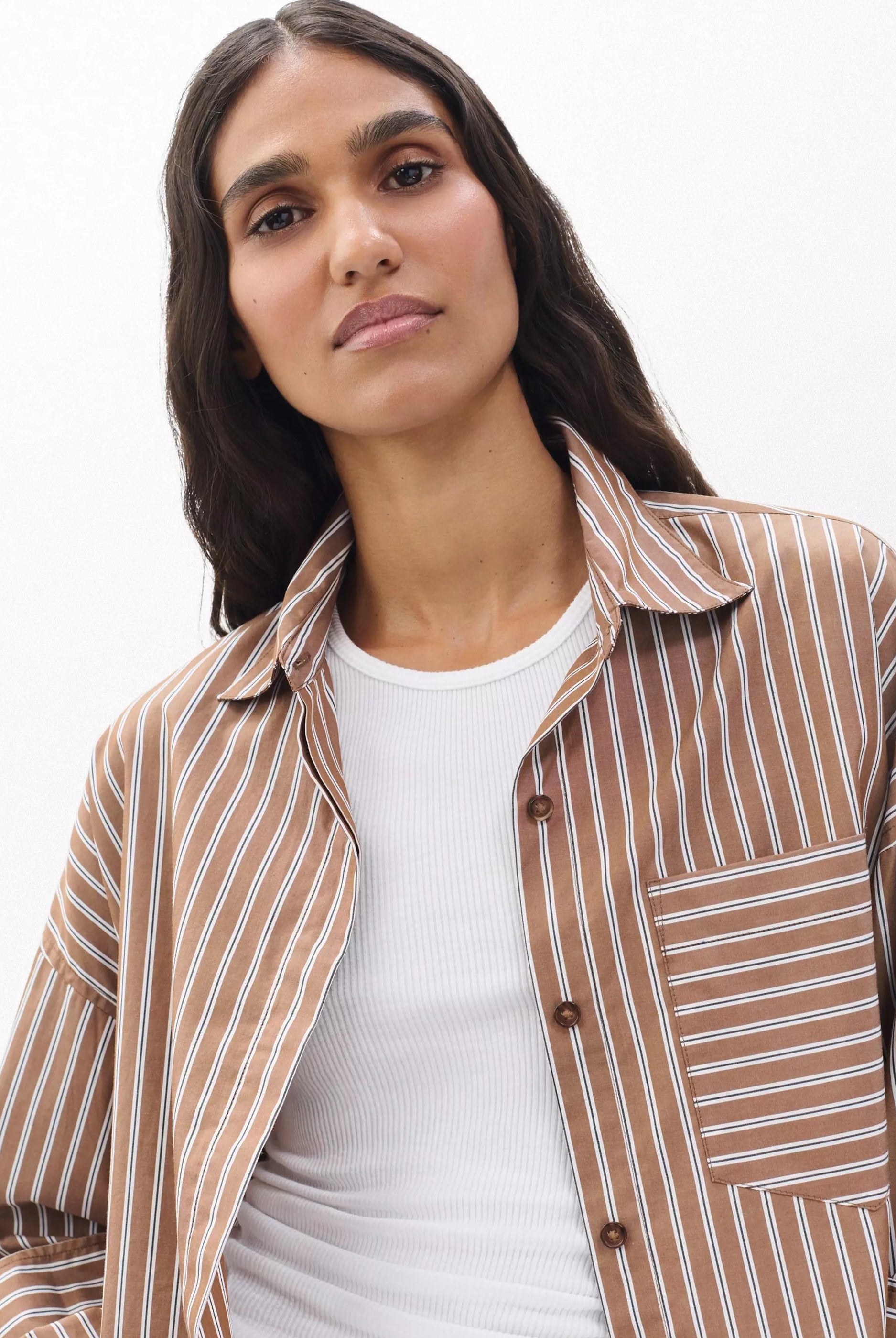 MARIN CROPPED STRIPED SHIRT - Sassanova