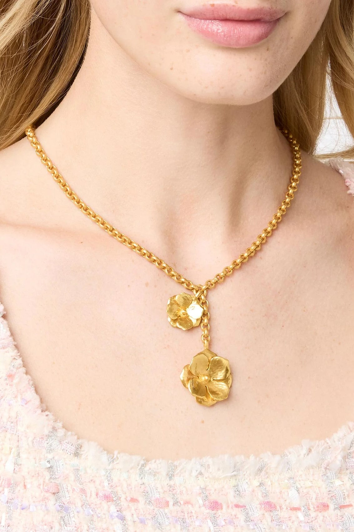 BLOOM LARIAT NECKLACE- GOLD - Necklaces - Sassanova