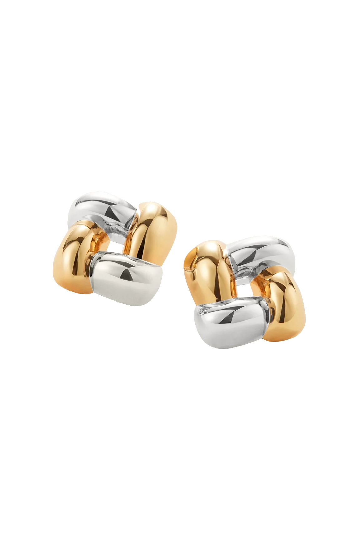 WOVEN SQUARE EARRINGS- TWO-TONE - Earrings - Sassanova
