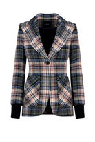 RIB CUFF BIRKIN BLAZER in multi plaid print with black-sassanova