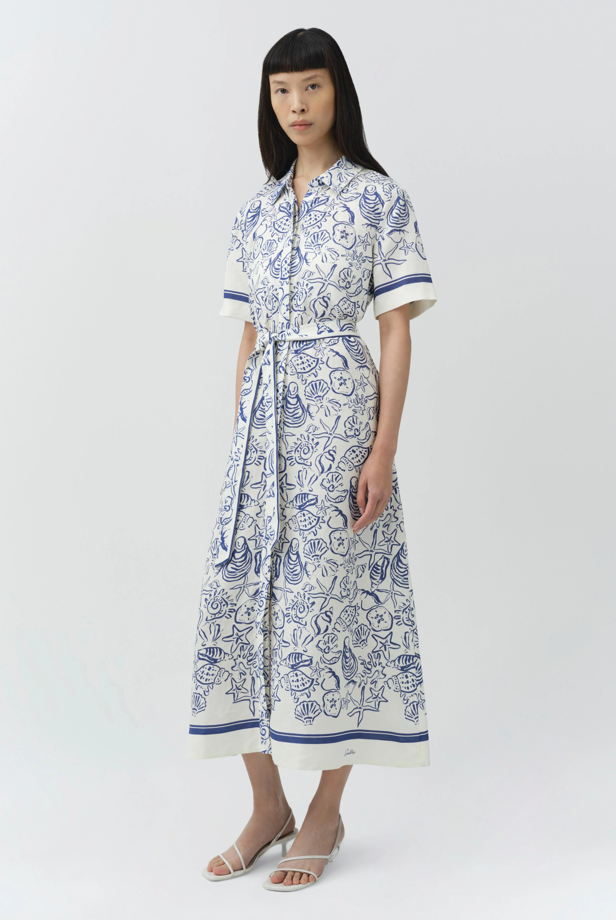 AUDRIA SHORT SLEEVE BELTED MIDI DRESS - Dresses - Sassanova