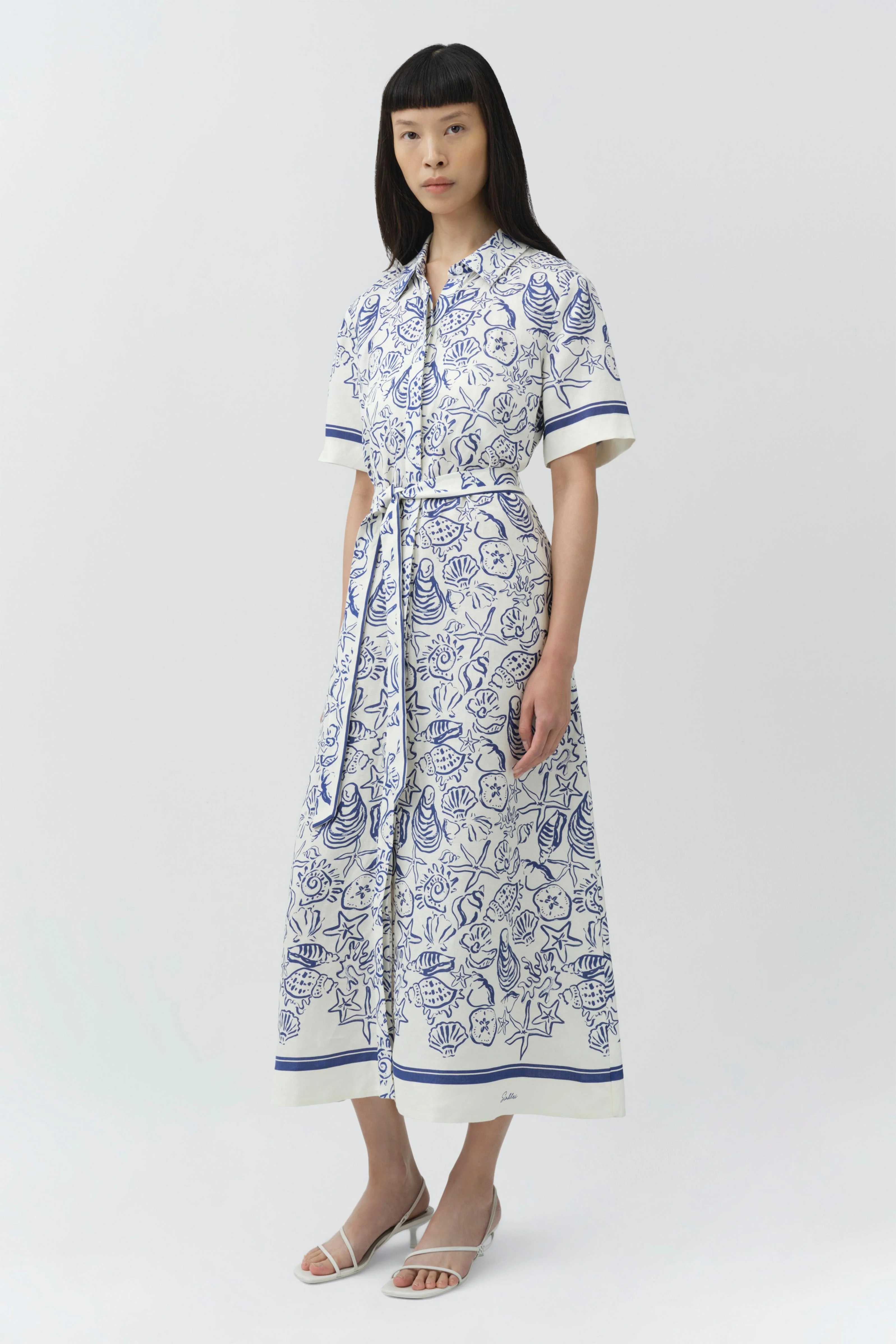 AUDRIA SHORT SLEEVE BELTED MIDI DRESS - Dresses - Sassanova