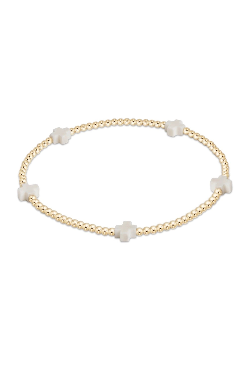 SIG CROSS SM PATTERN 2MM BEAD BRACELET - sassanova