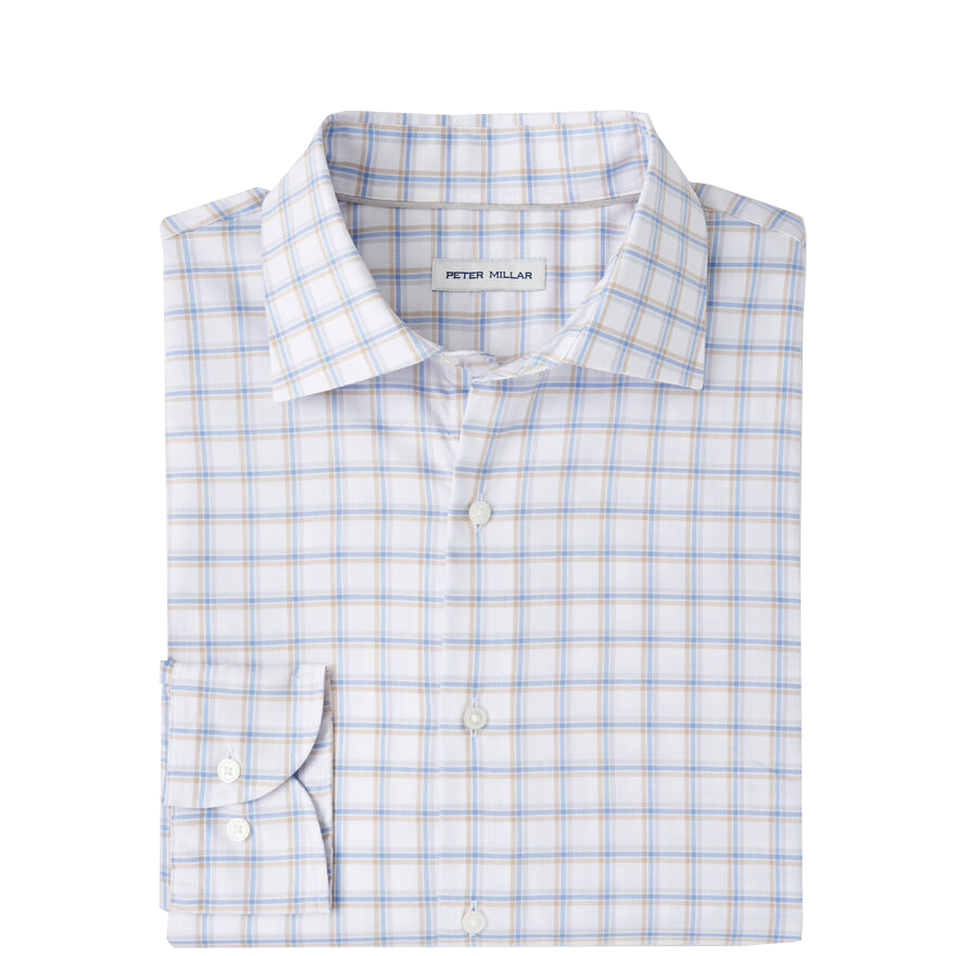LENOX COTTON SPORT SHIRT with long sleeves, white color base and windowpane pattern-novaman