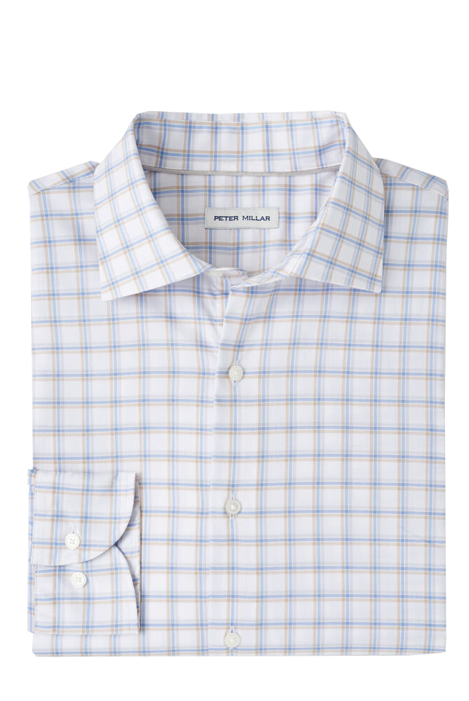 LENOX COTTON SPORT SHIRT with long sleeves, white color base and windowpane pattern-novaman