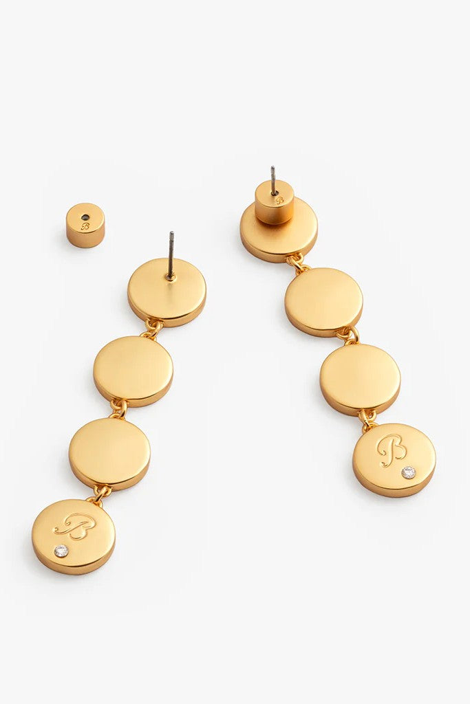 AMY ROUND BEZEL DROP EARRING - Earrings - Sassanova