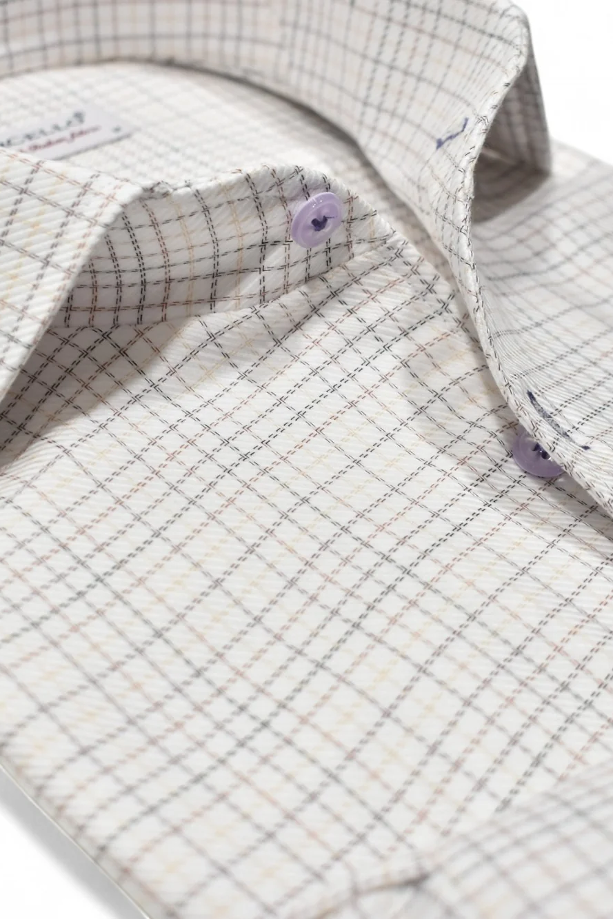 SMALL FINE PLAID DRESS SHIRT - Long Sleeved Shirts - Novaman