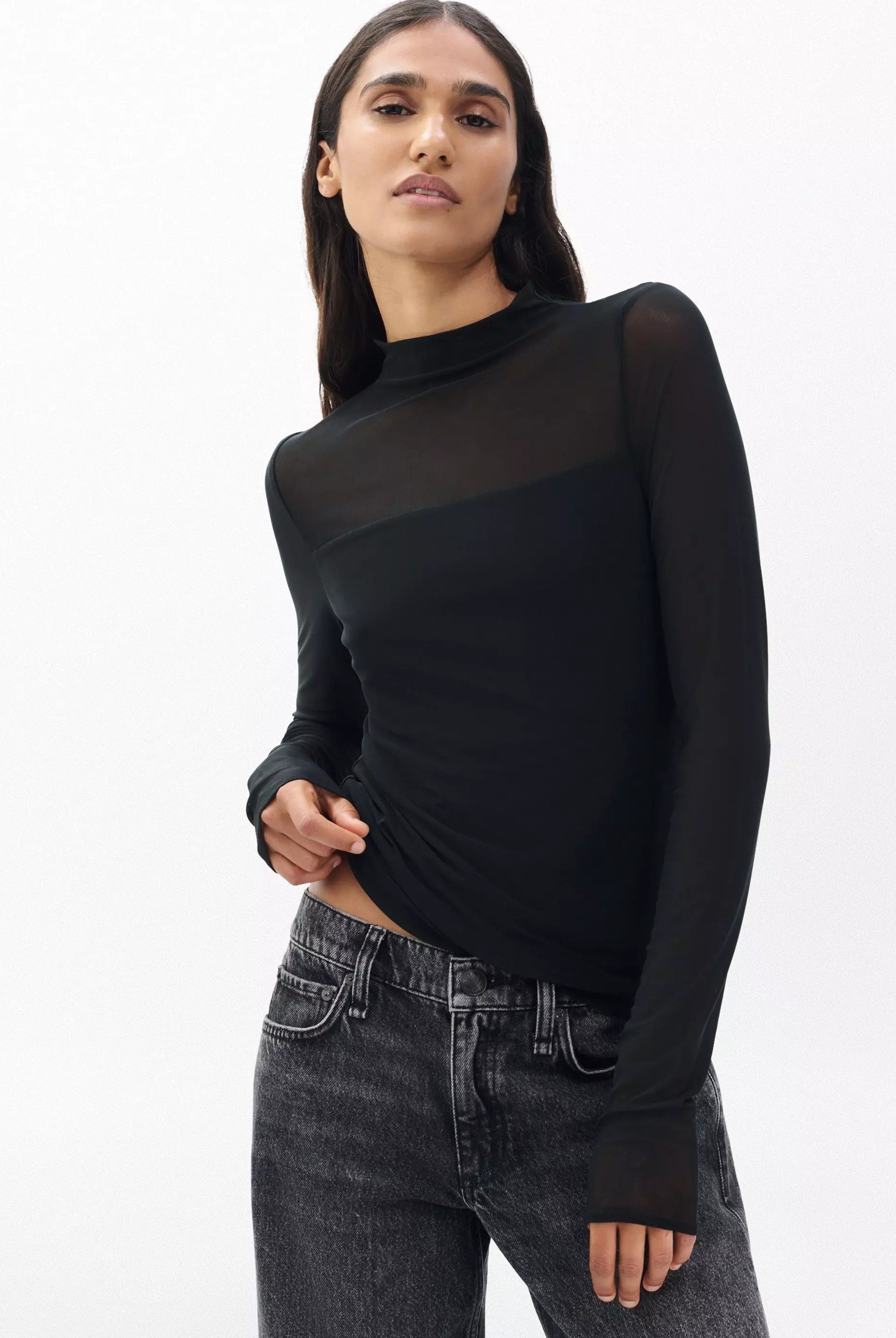 LUCA DBL LAYER MIX MEDIA MOCKNECK LS TOP - Sassanova