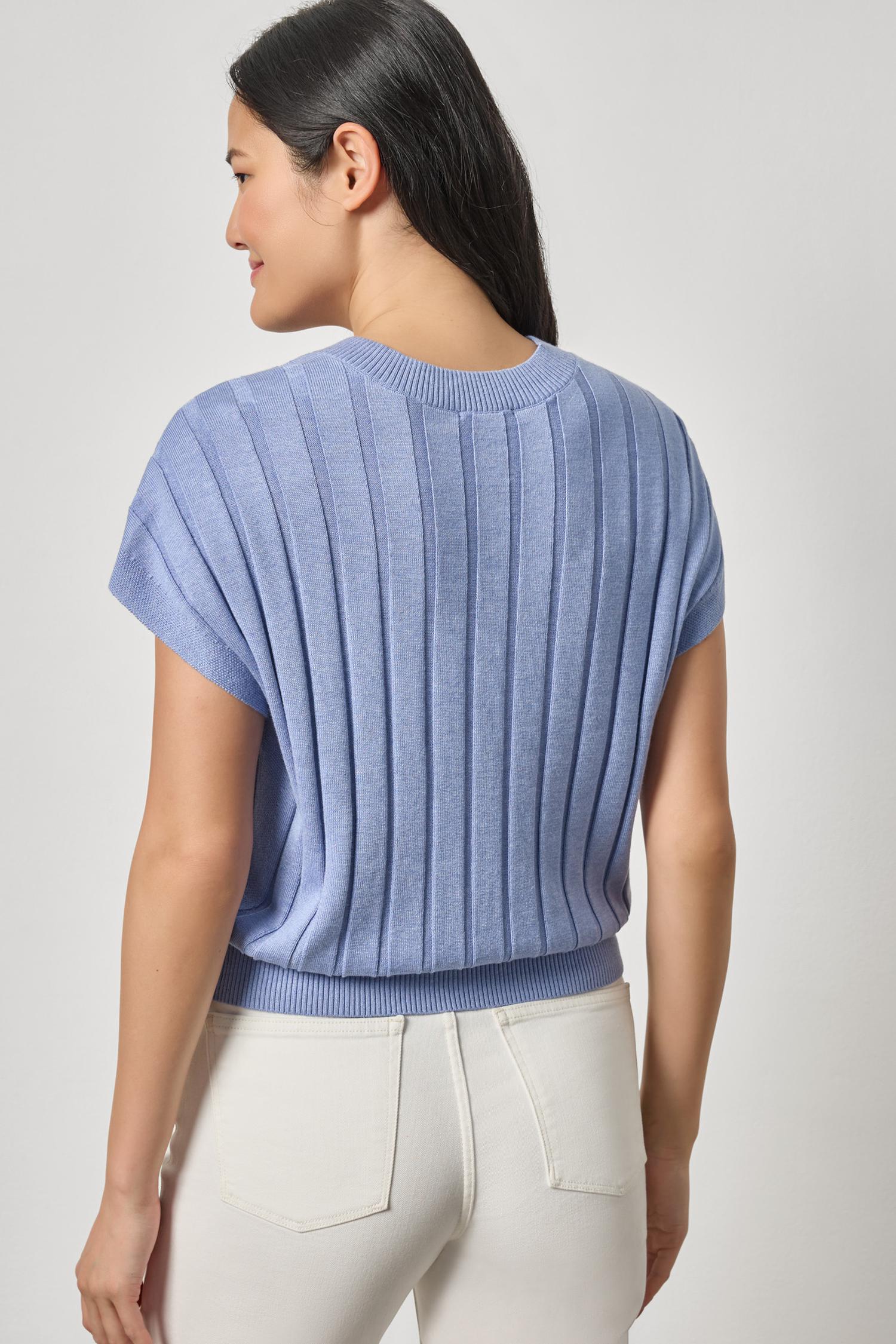 WIDE RIB WEDGE V-NECK SWEATER - Sweaters - Sassanova