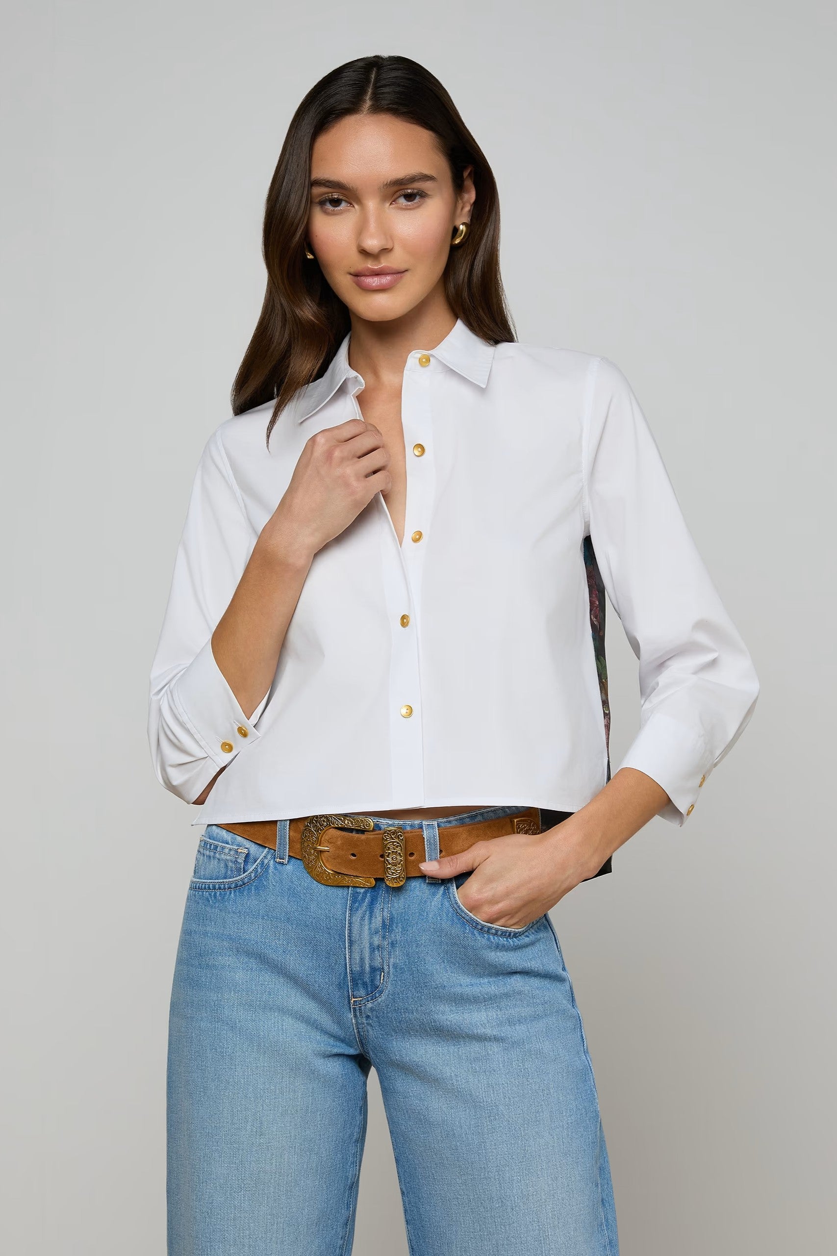 FAWN SCARF BACK 3/4 SLEEVE BLOUSE - Blouses - Sassanova