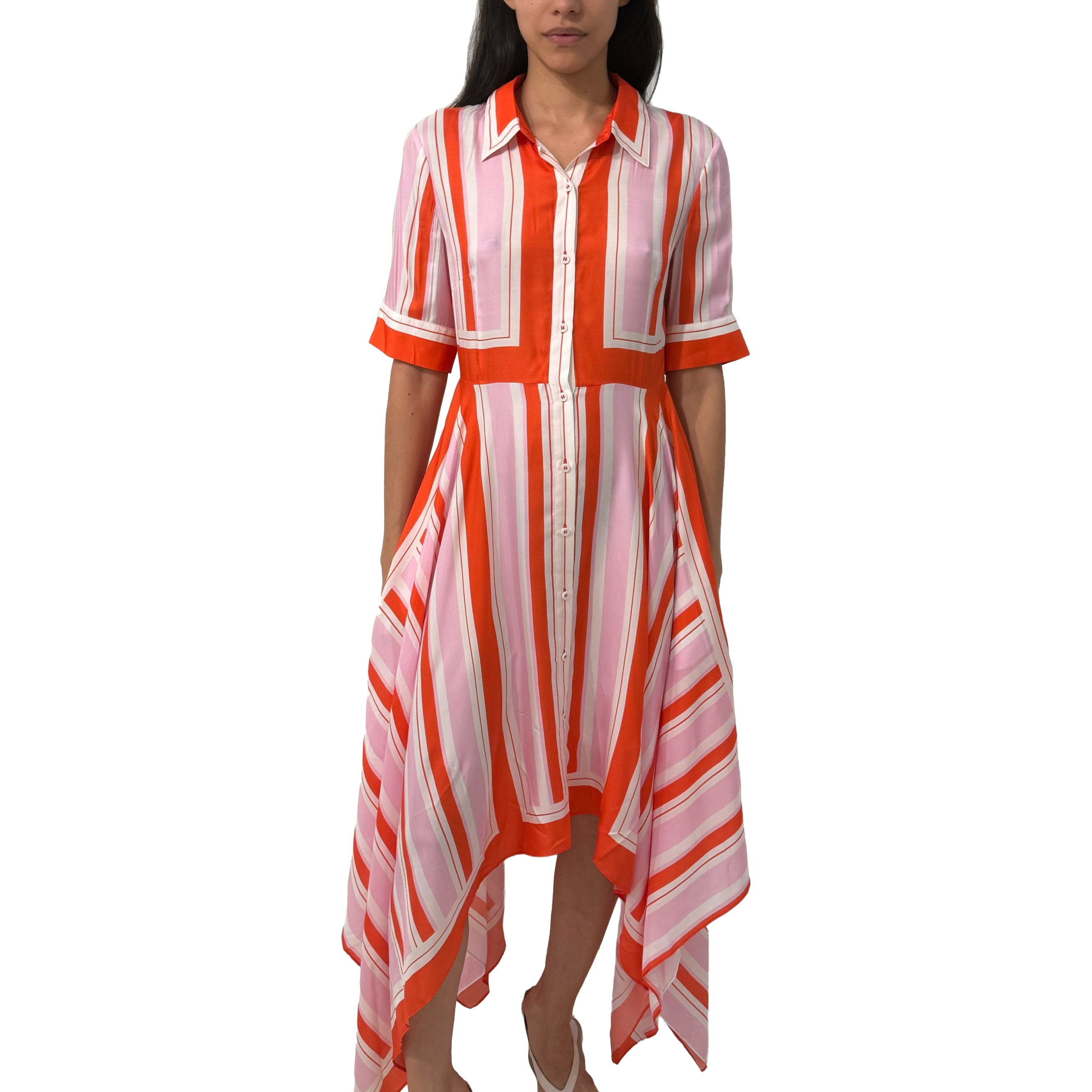 ABRIELLE SHORT SLEEVE HANDKERCHIEF MIDI DRESS - Dresses - Sassanova