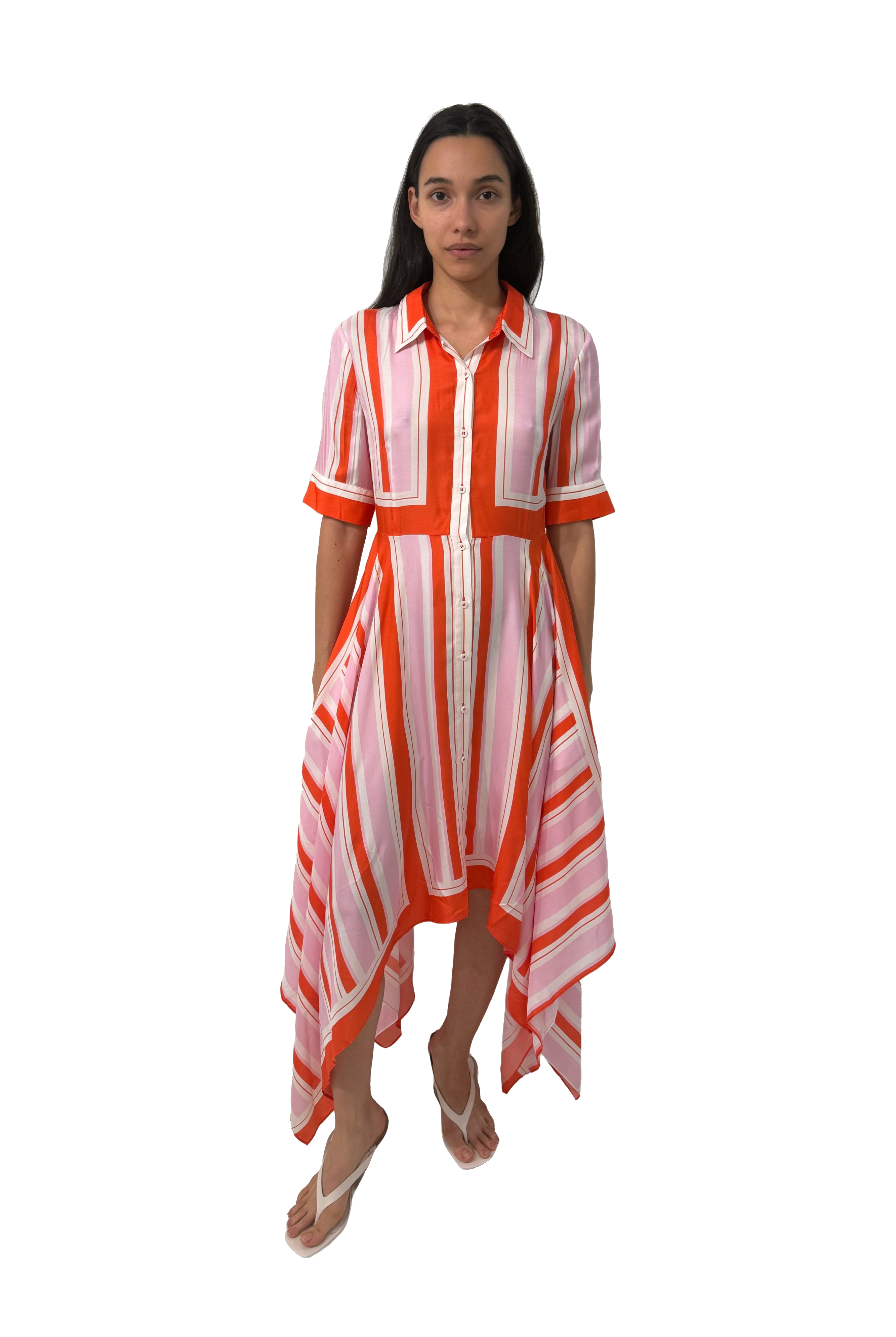 ABRIELLE SHORT SLEEVE HANDKERCHIEF MIDI DRESS - Dresses - Sassanova
