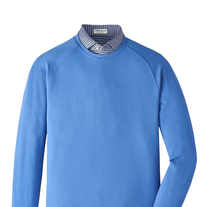 CRADLE PIQUE PERFORMANCE CREW in a solid bright blue color with ribbed hems-novaman