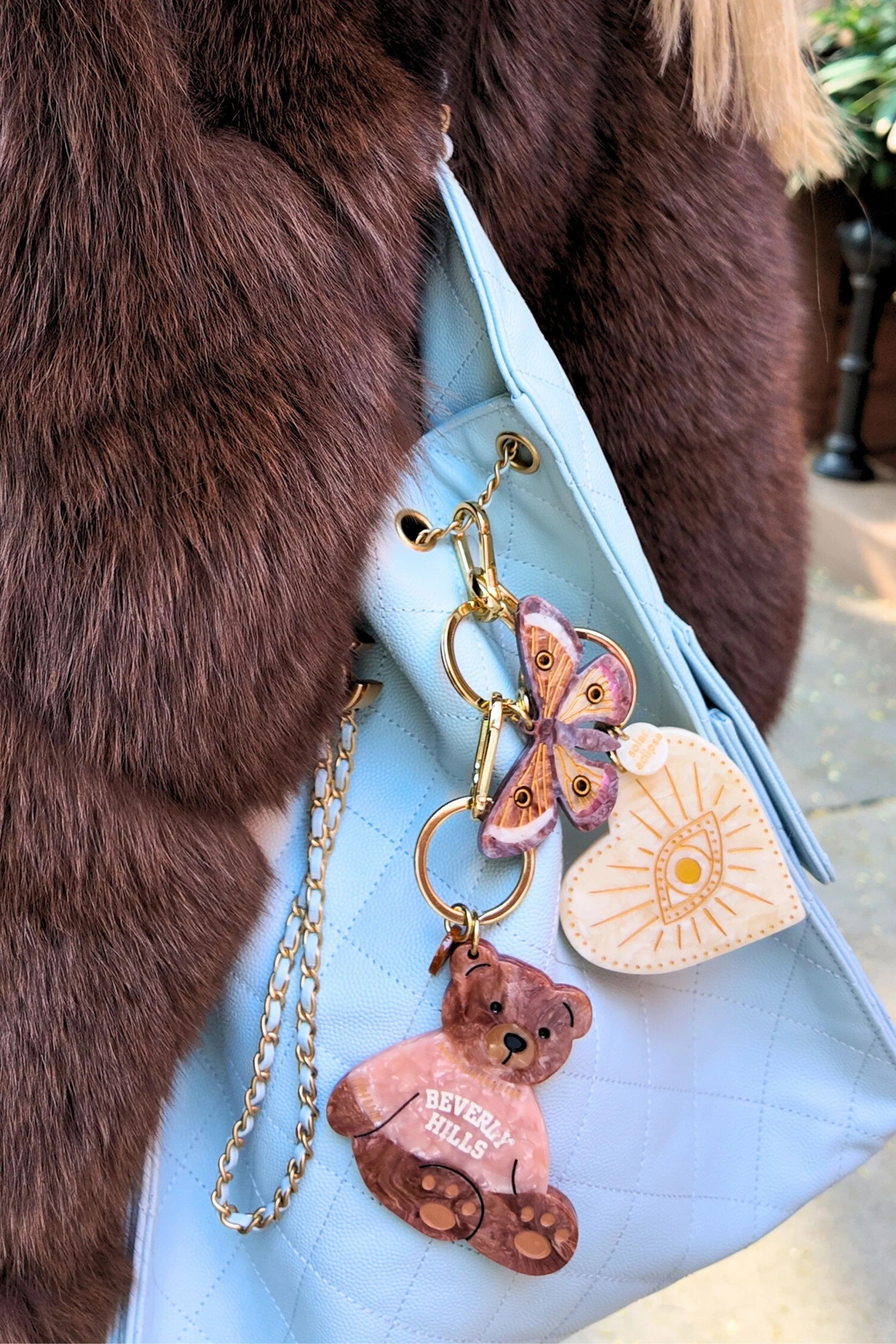 HAND PAINTED CELESTIAL HEART BAG CHARM & KEYCHAIN - sassanova