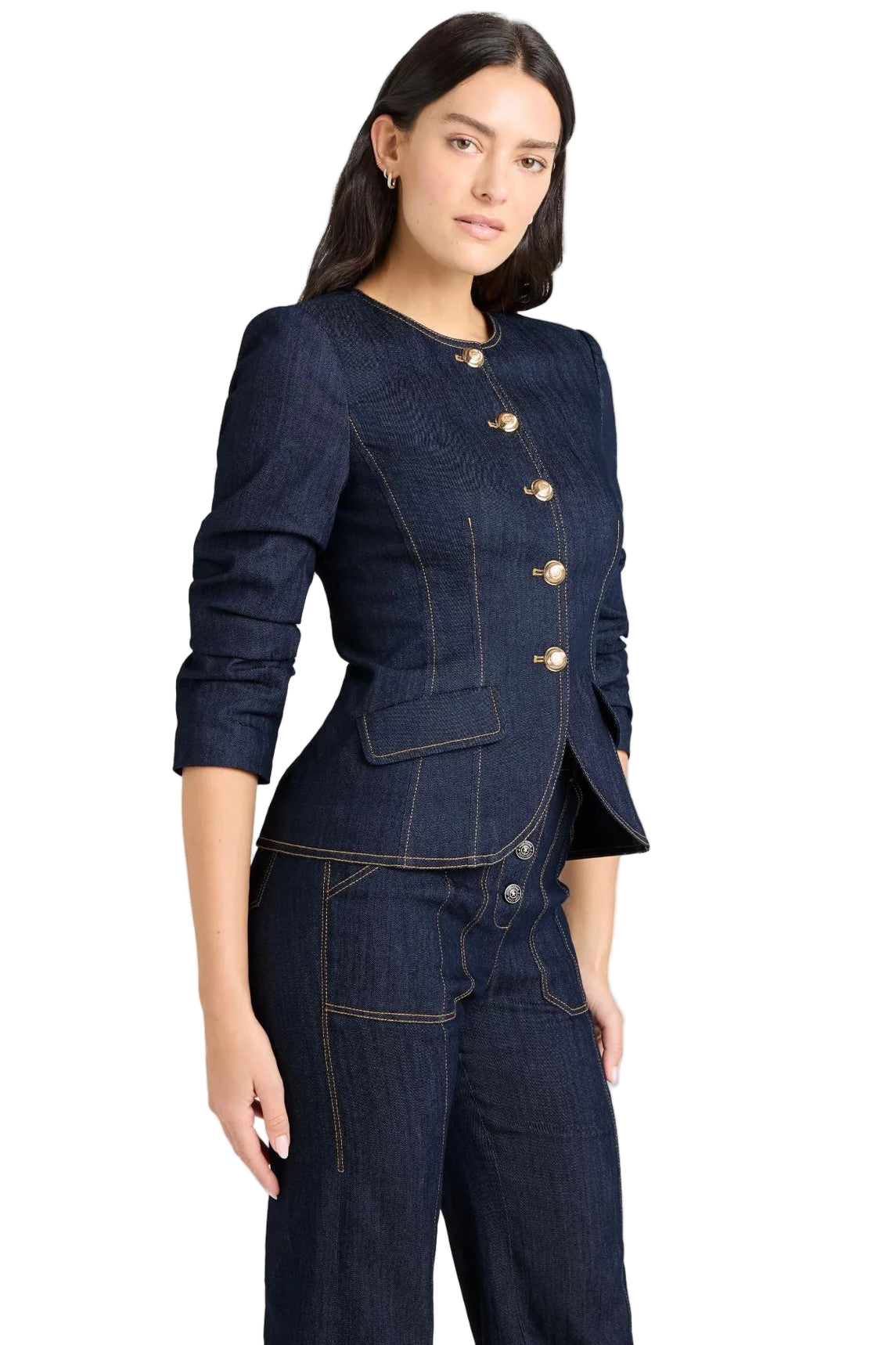 Denim Scrunched Chris Jacket-sassanova