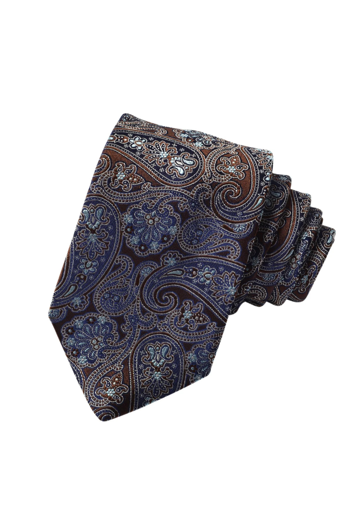 ITALIAN SILK WOVEN TWILL PAISLEY TIE MOCHA OS Sassanova / Novaman