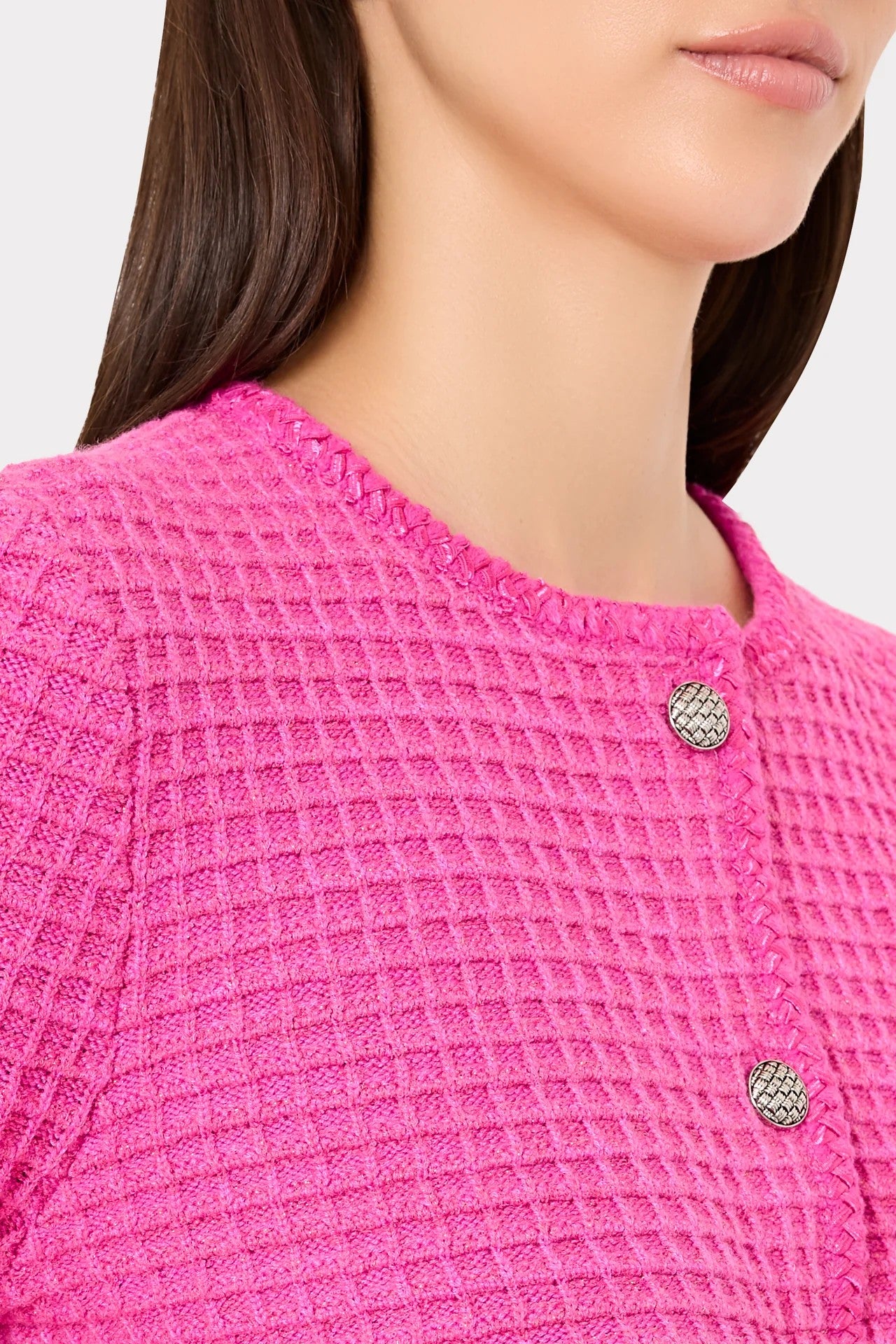 SADE TEXTURED CREW NECK CARDIGAN JACKET - Jackets - Sassanova