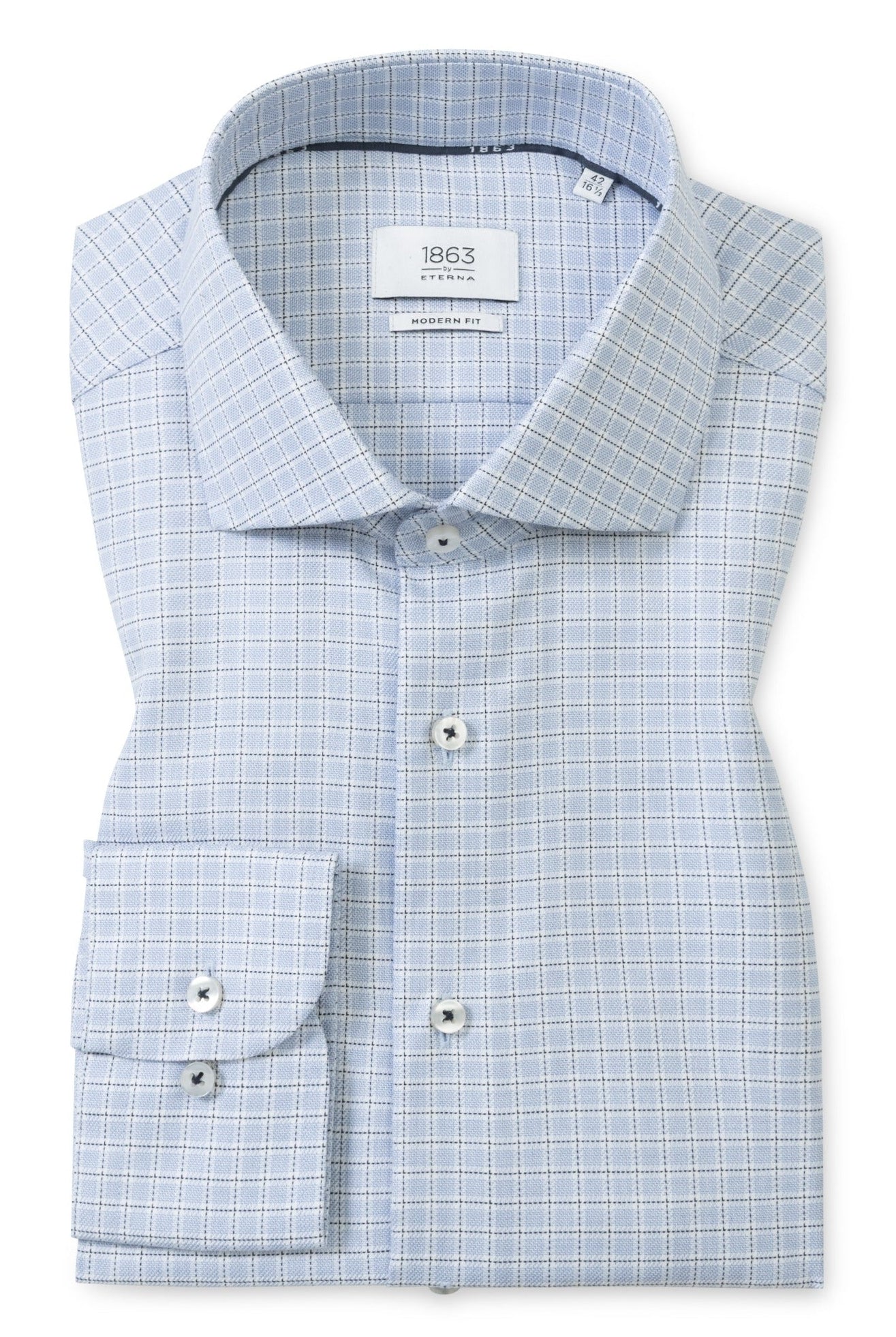 CHECK TWILL MODERN FIT DRESS SHIRT - Long Sleeved Shirts - Novaman