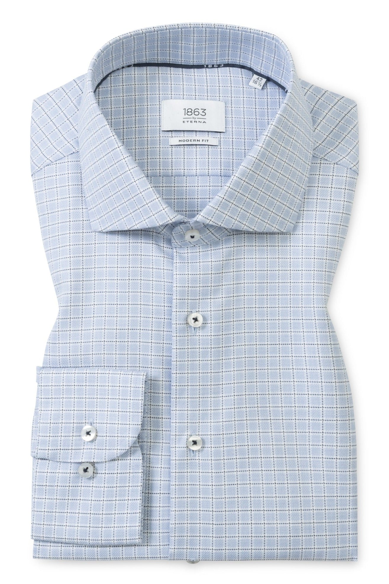CHECK TWILL MODERN FIT DRESS SHIRT - Long Sleeved Shirts - Novaman