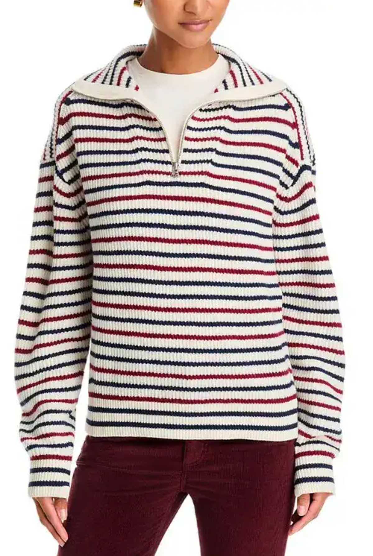 GEORGIE STRIPE HALF ZIP SWEATER Sassanova