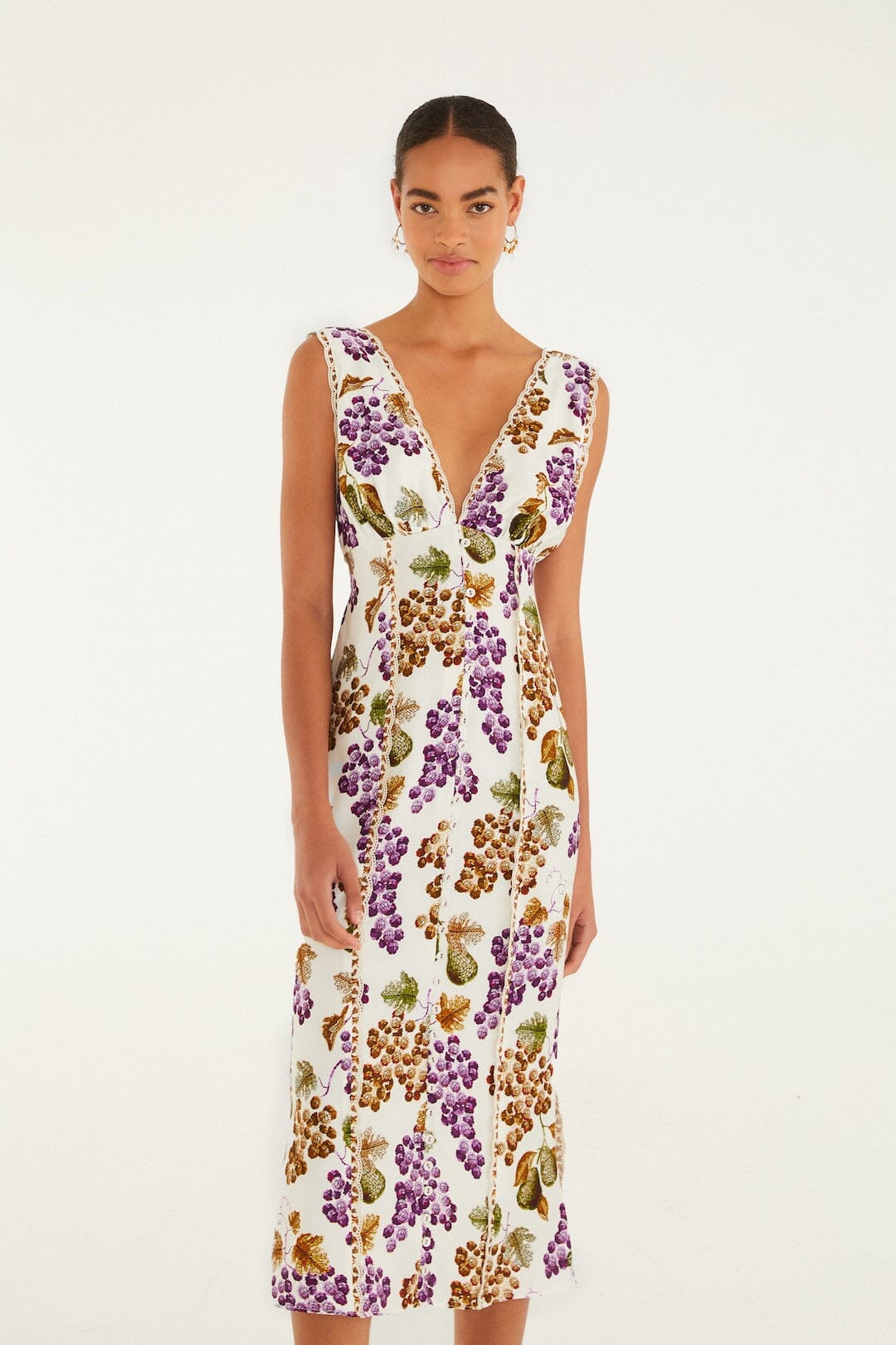 GRAPE GARDEN SLVLS MIDI DRESS - Dresses - Sassanova