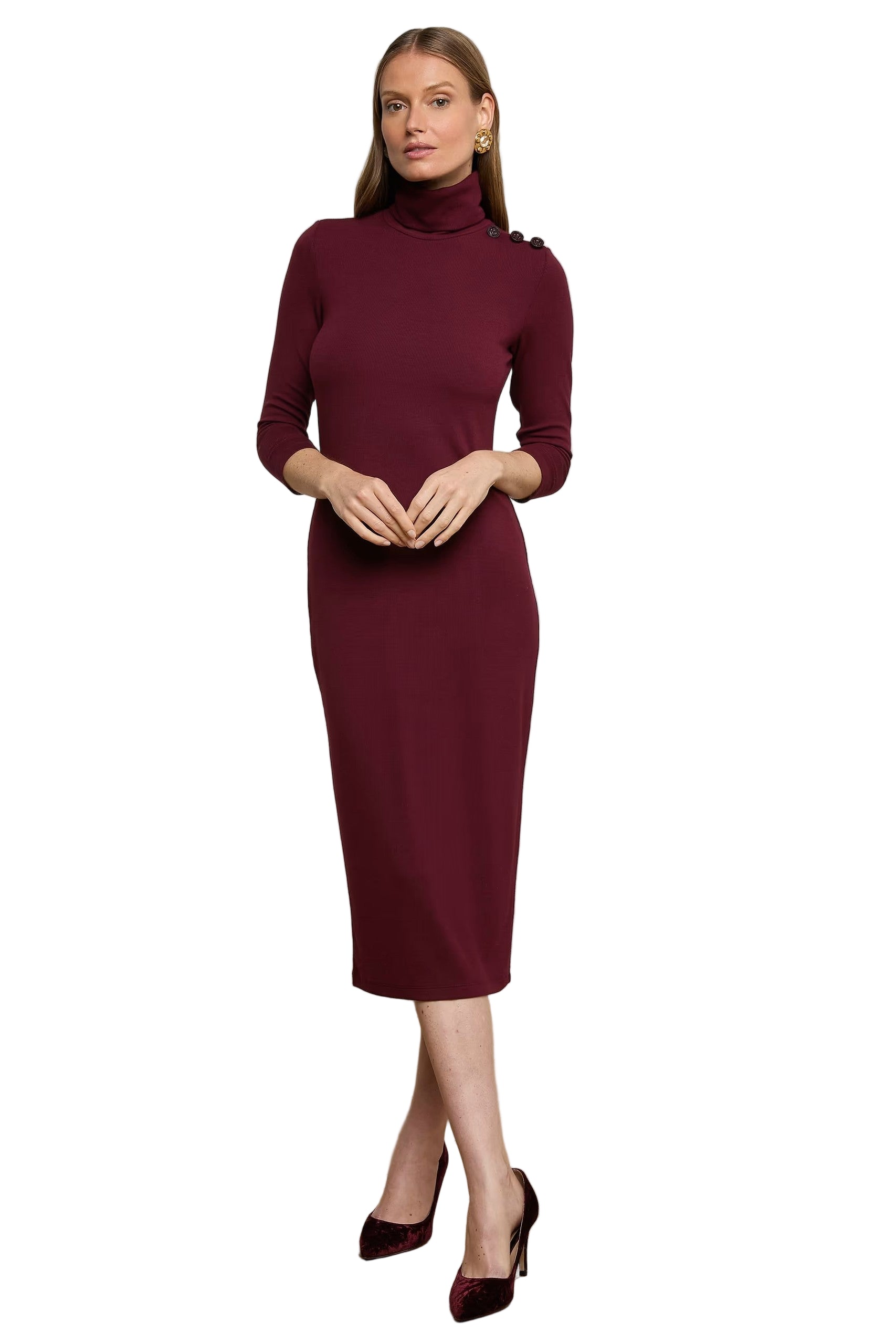 VOLETTA 3/4 SLV TURTLENECK DRESS - Sassanova