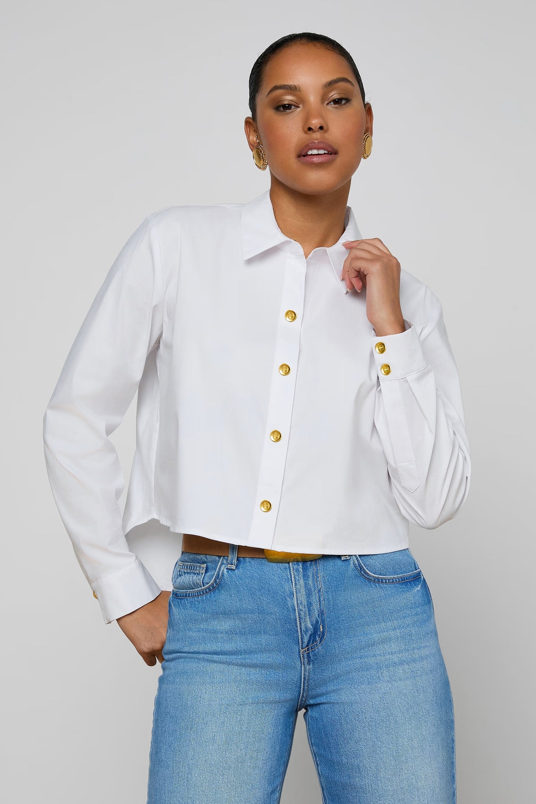 COSETTE CROP HI LOW SHIRT - Blouses - Sassanova