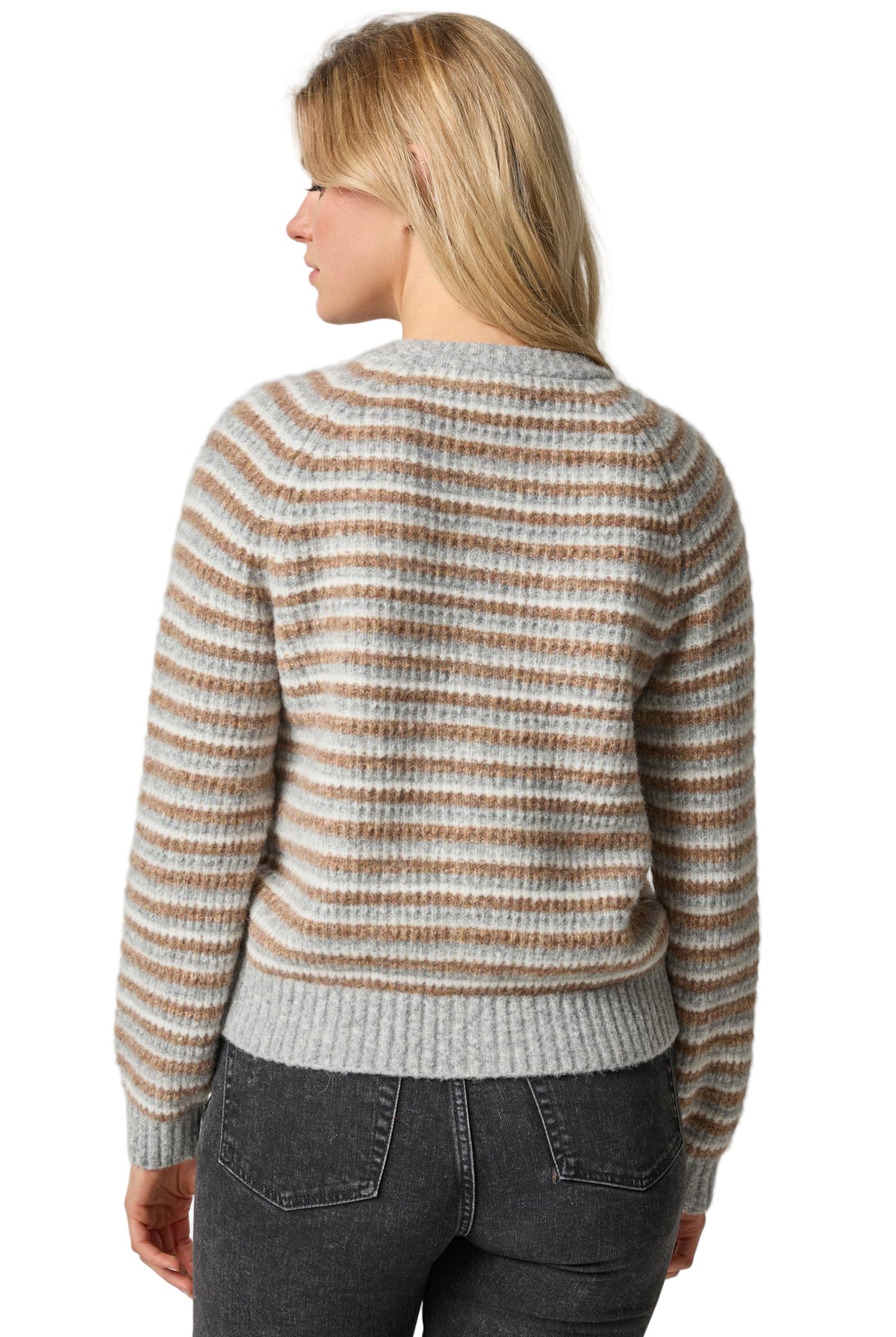 BUTTON FRONT STRIPE CARDIGAN (PA3212)-sassanova