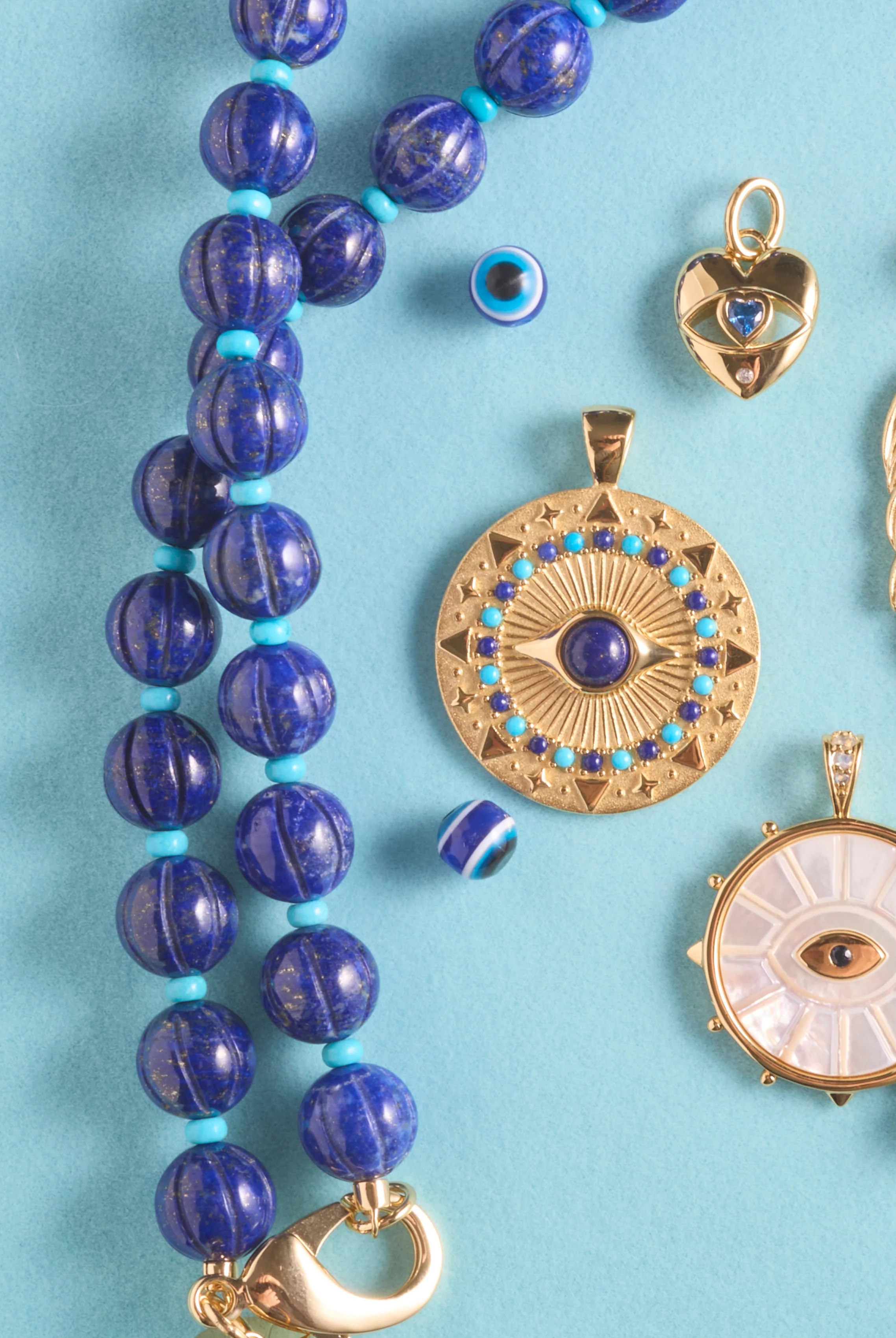 PROTECT EYE OF STONE PENDANT- CLASSIC ROLO CHAIN - Necklaces - Sassanova