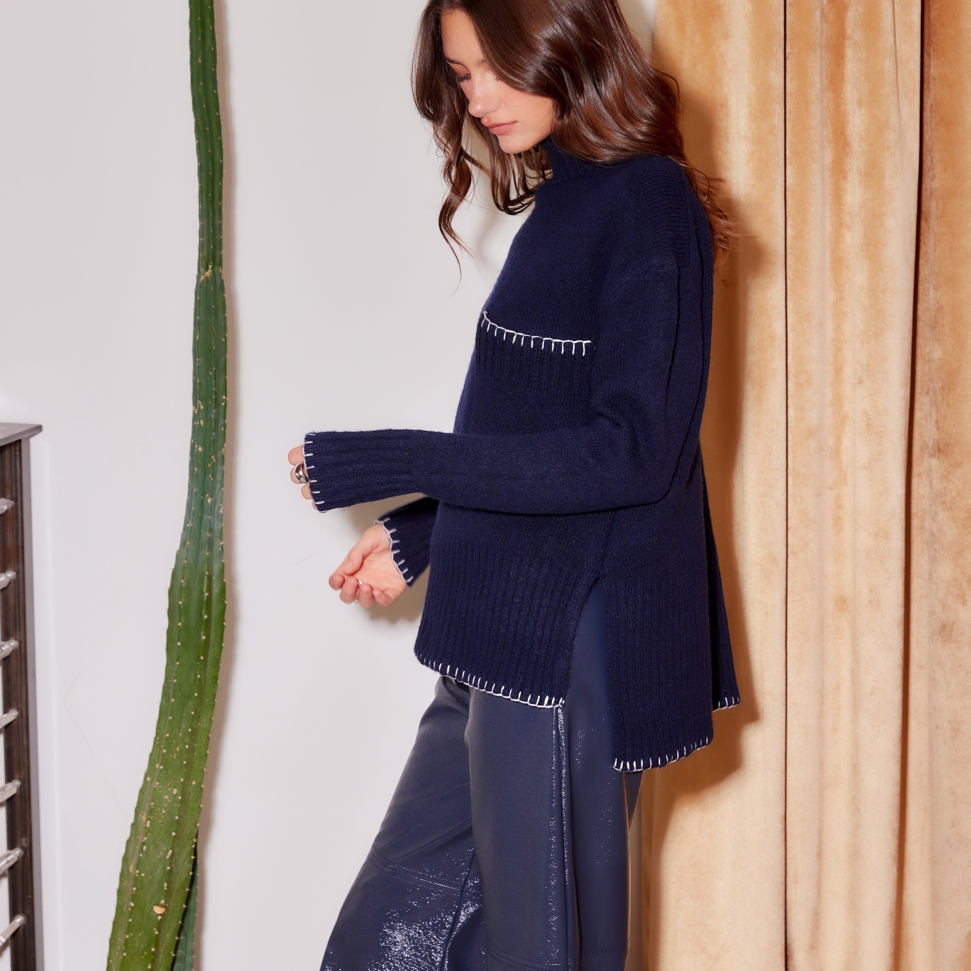 SYLVIE EDGE STITCH SWEATER - Sassanova