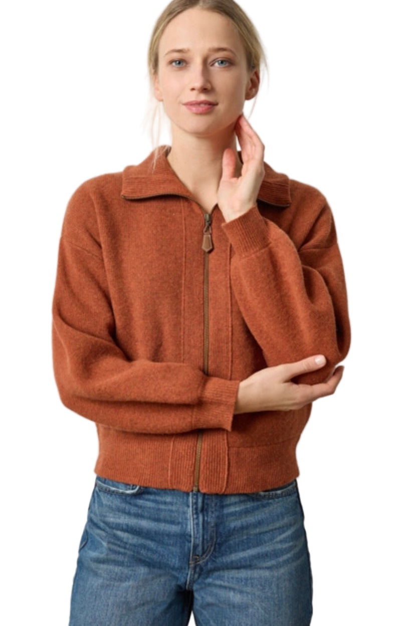 ZIP FRONT BOMBER SWEATER (PA3079)
sassanova