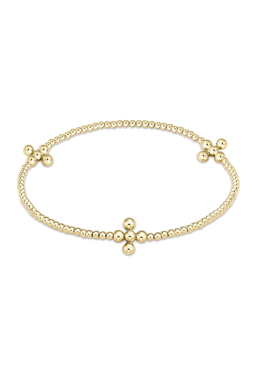 SIG CROSS SM PATTERN 2MM BEAD BRACELET- GOLD - sassanova