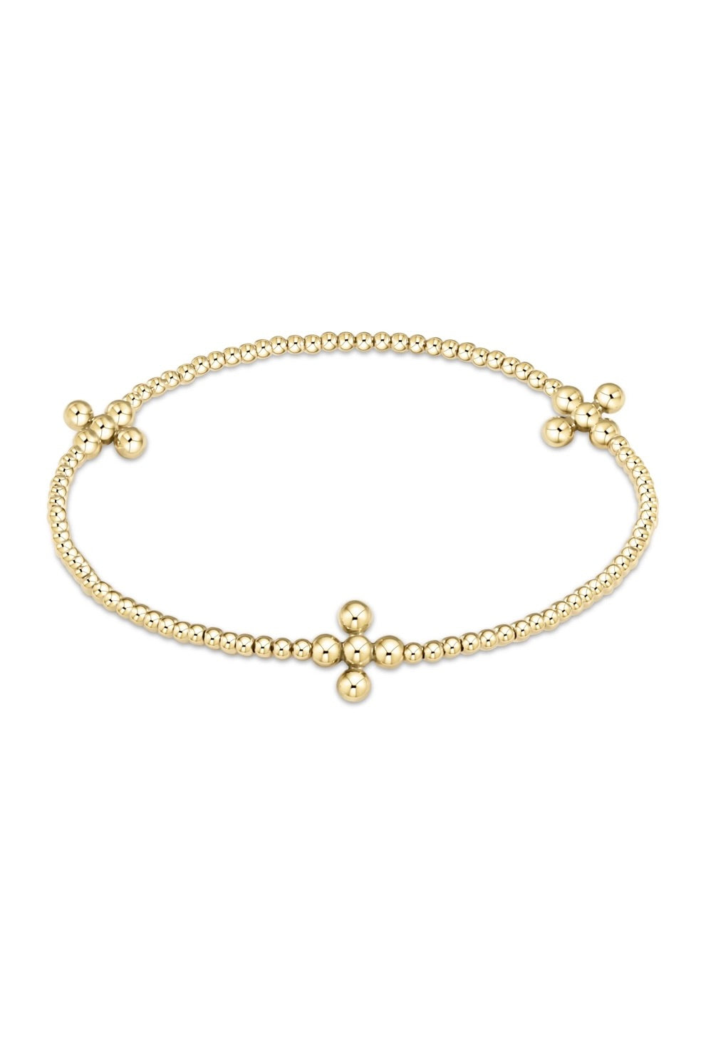 SIG CROSS SM PATTERN 2MM BEAD BRACELET- GOLD - sassanova