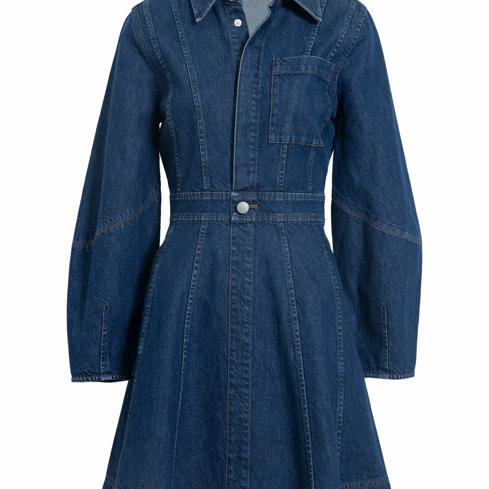 Haily long-sleeved denim dress with button front-sassanova