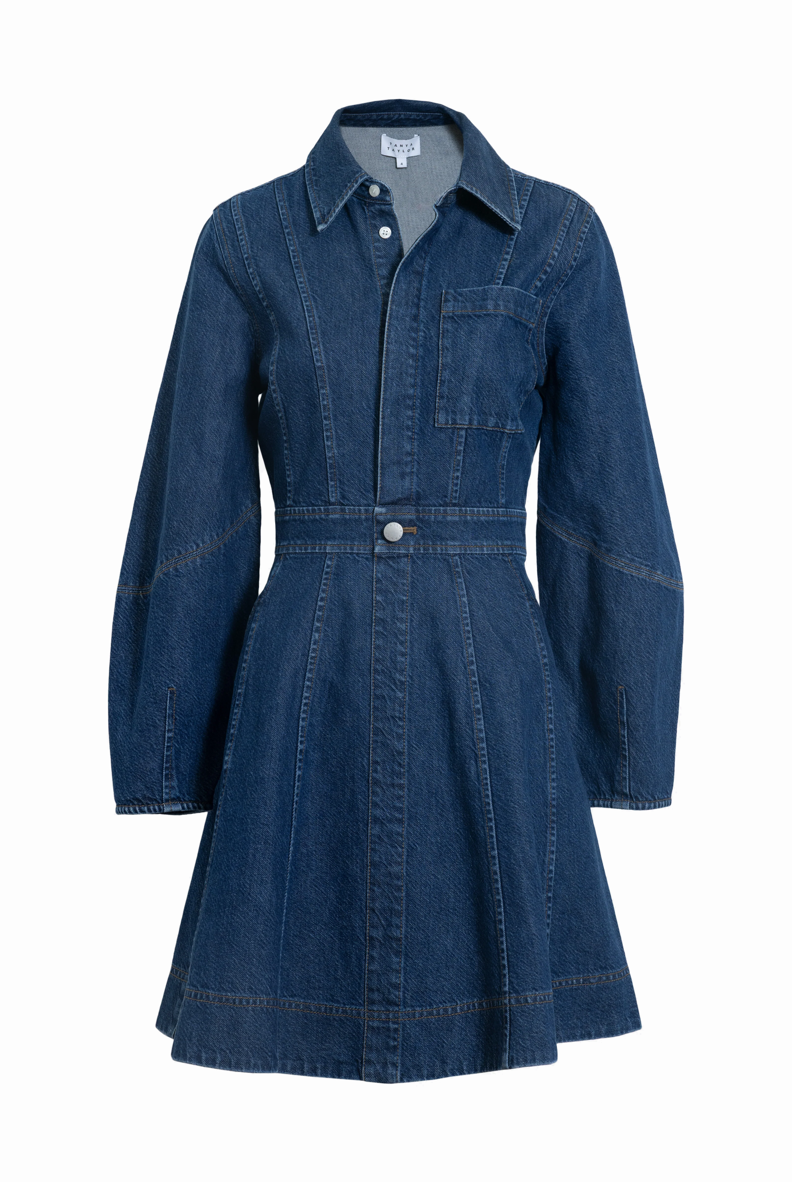Haily long-sleeved denim dress with button front-sassanova