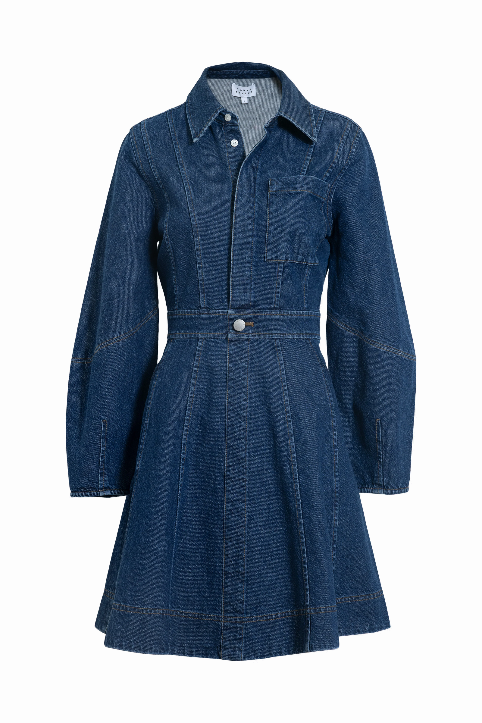Haily long-sleeved denim dress with button front-sassanova