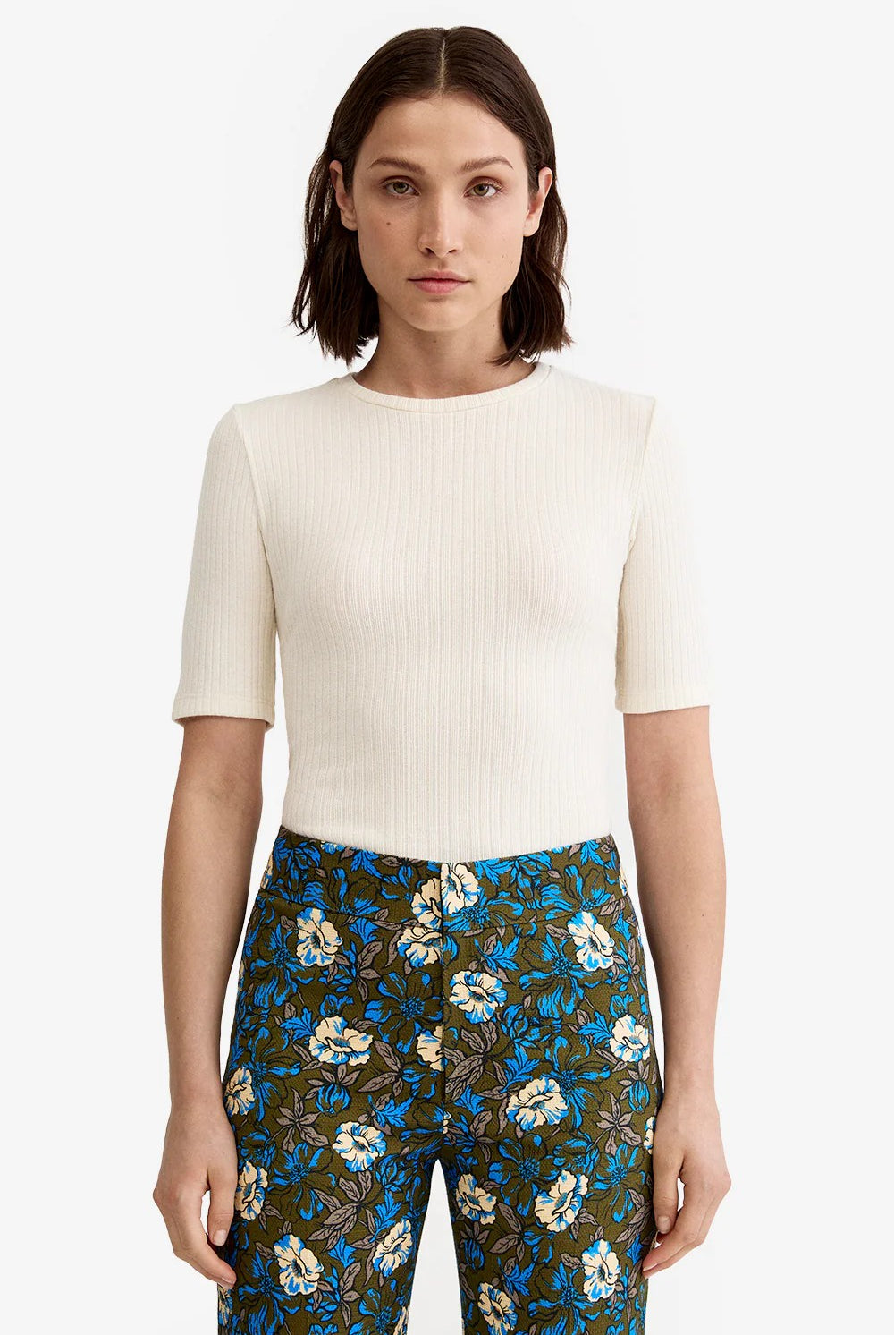 ELBOW SLEEVE KNIT CREWNECK - T-shirts - Sassanova