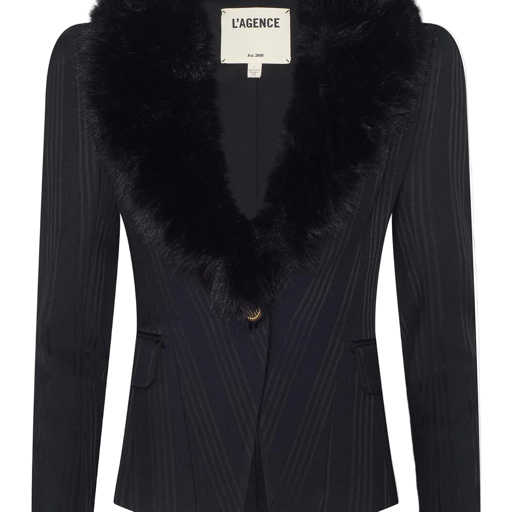 KAISLEY FUR COLLAR BLAZER-Sassanova