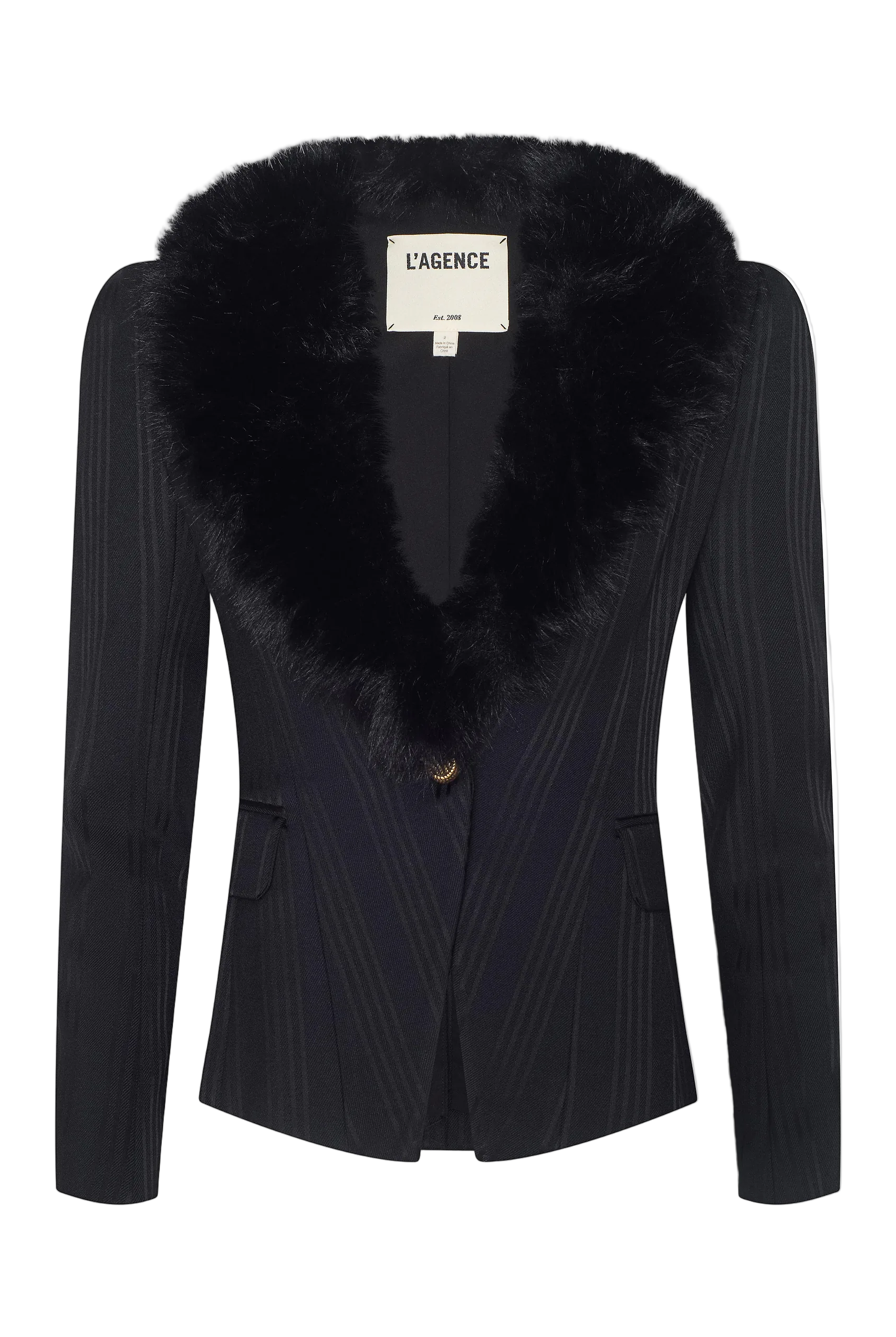 KAISLEY FUR COLLAR BLAZER-Sassanova