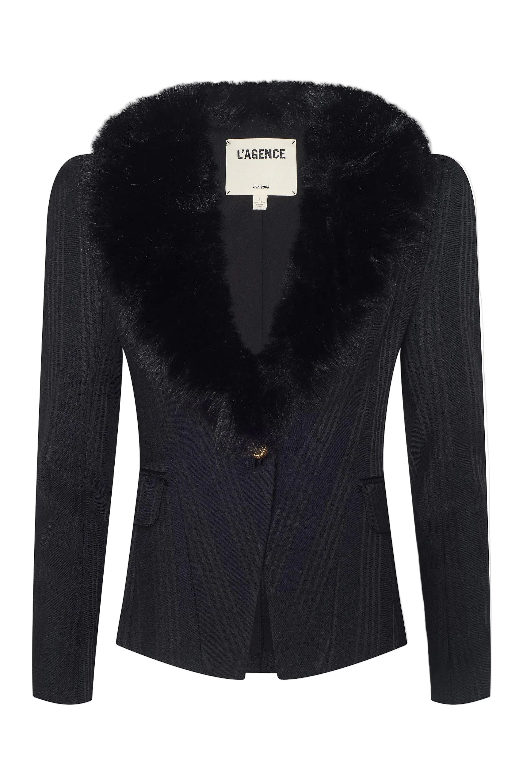 KAISLEY FUR COLLAR BLAZER-Sassanova