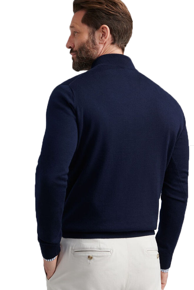 AUTUMN CREST SUEDE TRIM 1/4 ZIP NAVY - Sweaters - Novaman