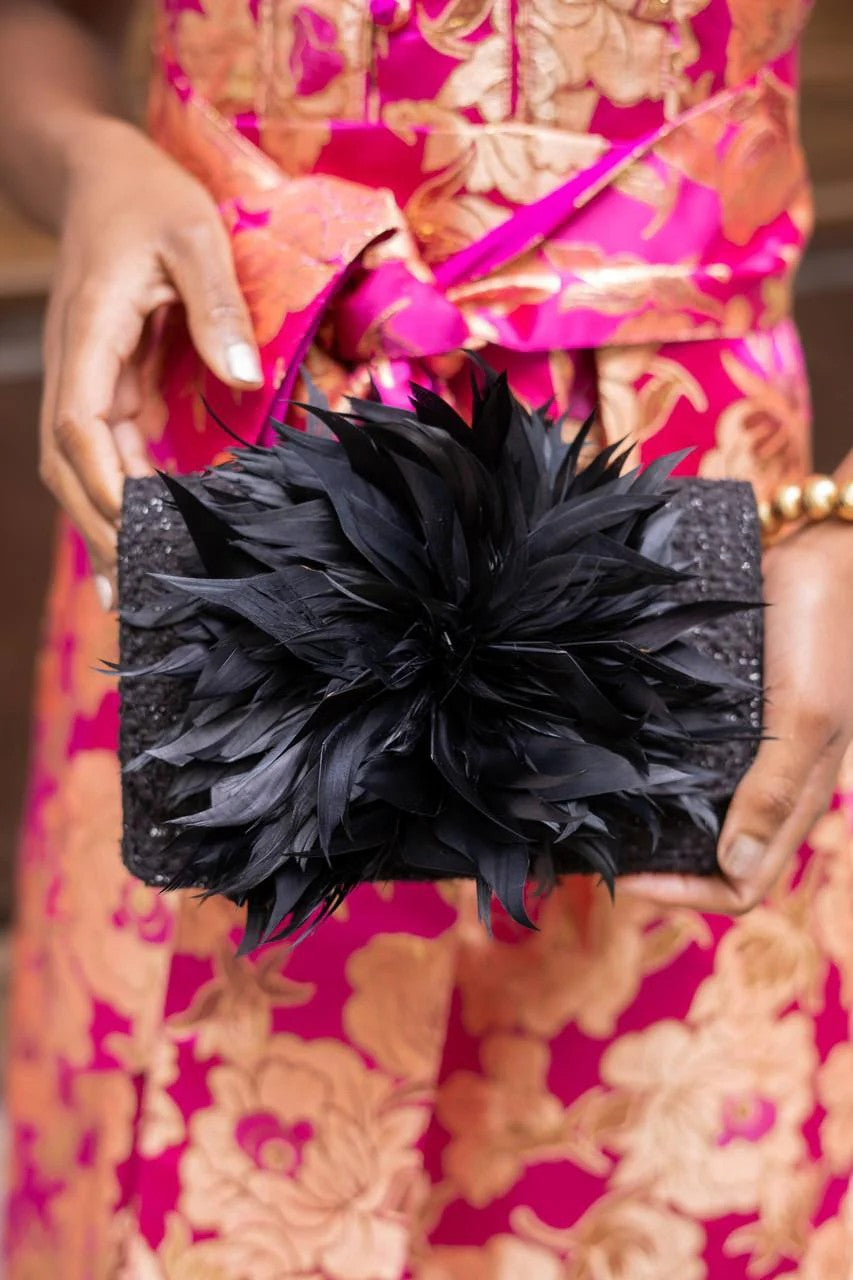 COCO FEATHER CLUTCH - Handbags - Sassanova