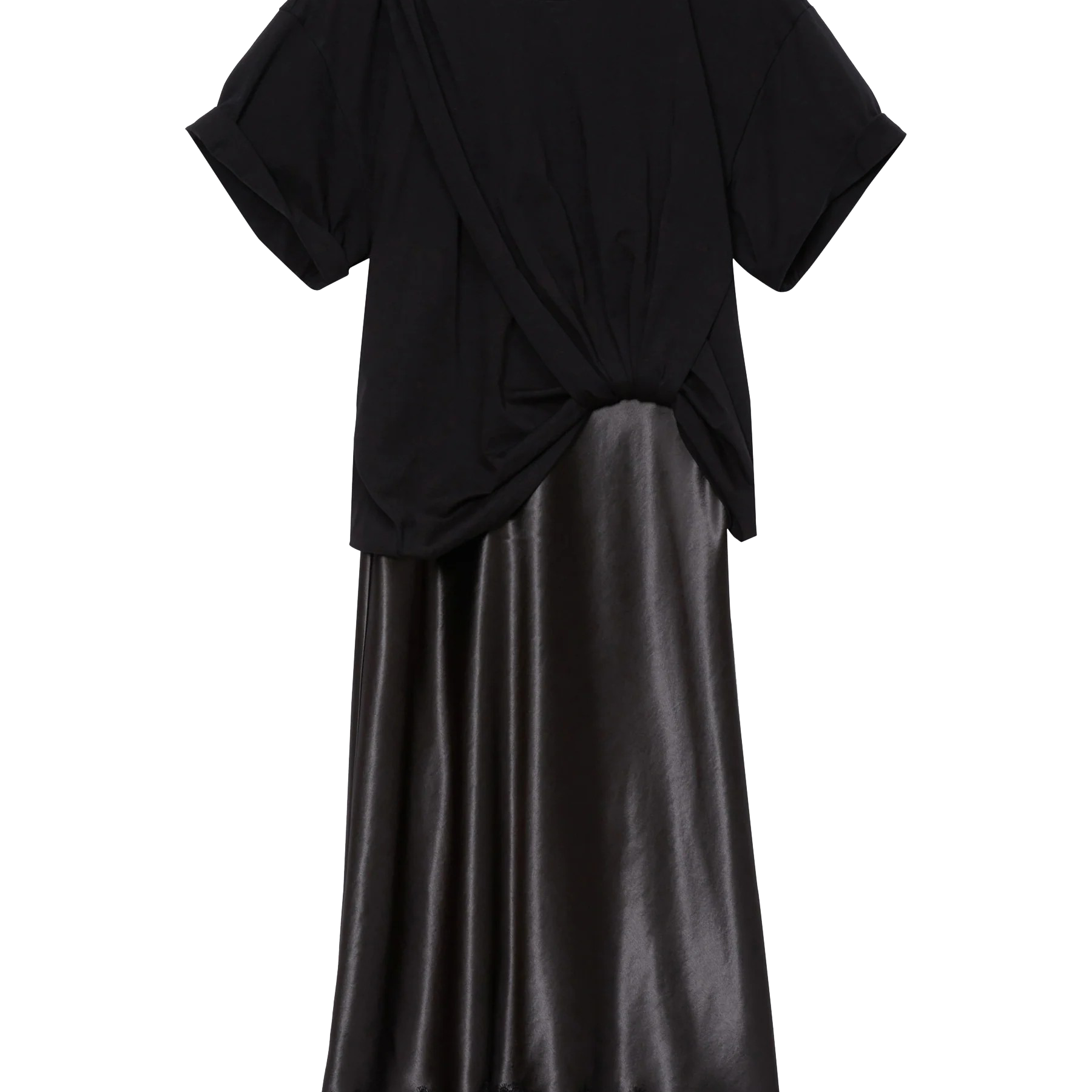 DRAPED T-SHIRT SLIP COMBO DRESS - Dresses - Sassanova