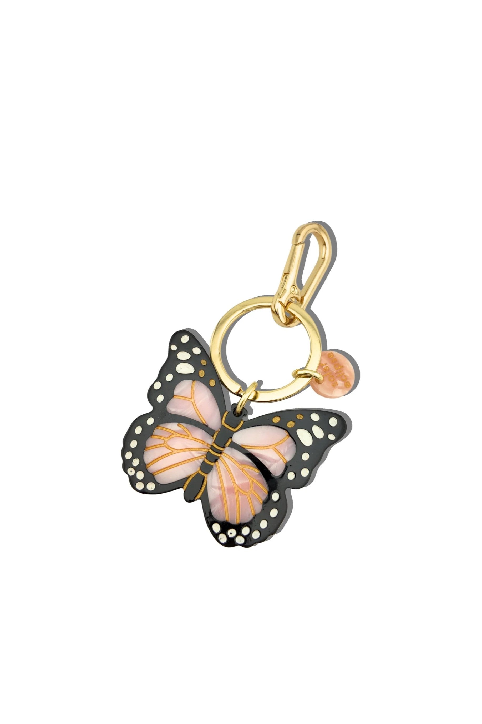 HAND PAINTED PINK MONARCH BUTTERFLY BAG CHARM & KEYCHAIN - sassanova