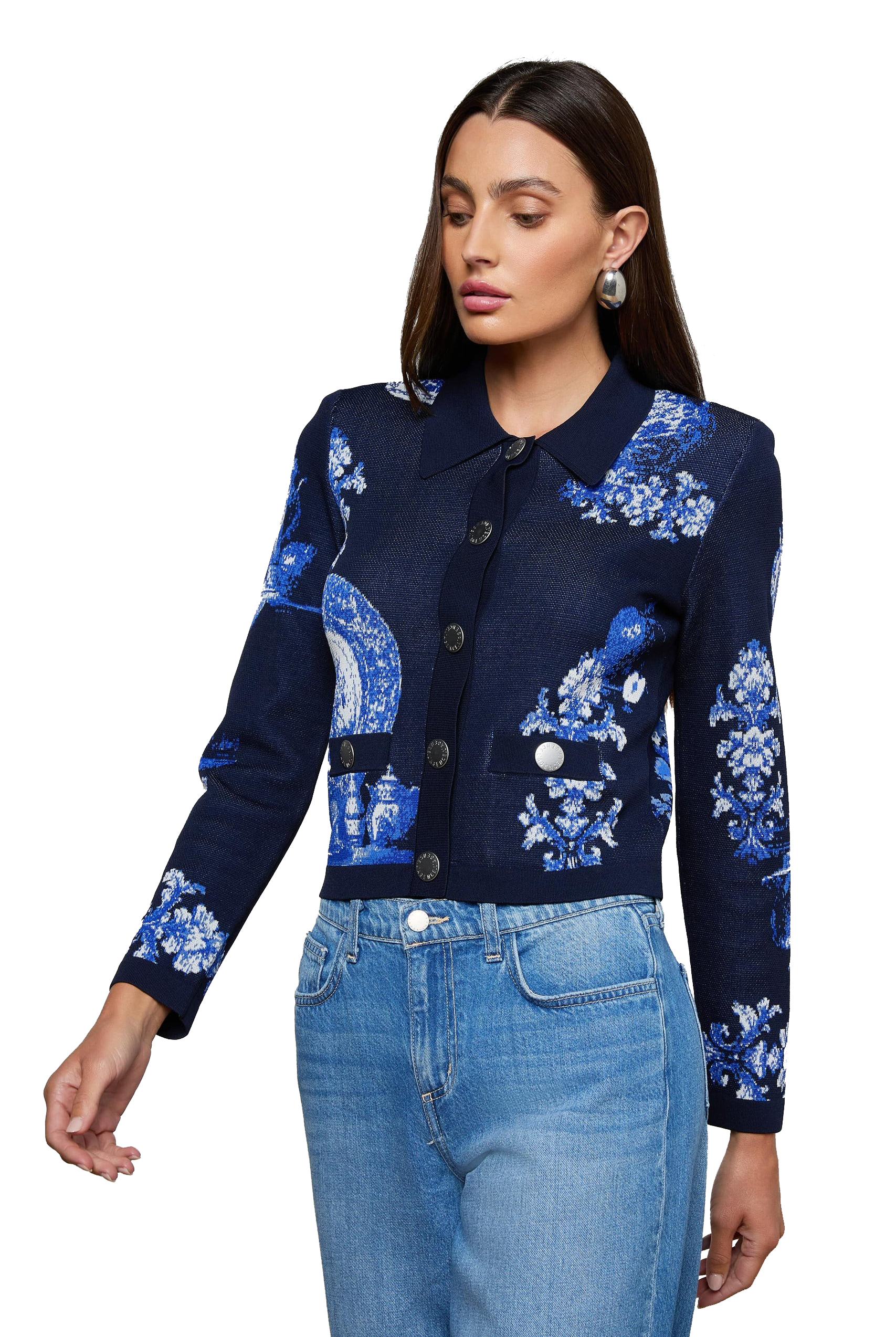 OSIRIS JACQUARD COLLARED CARDI - sassanova