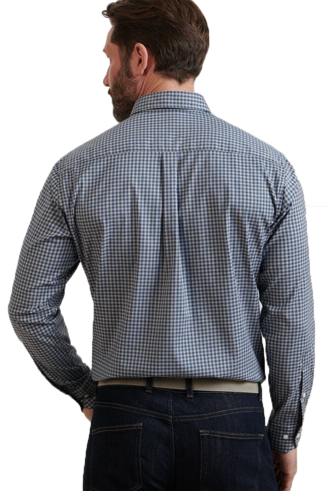 CONWAY CROWN LITE SPORT SHIRT with dark blue plaid print-novaman