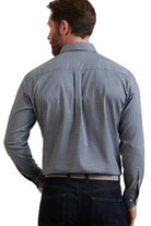 CONWAY CROWN LITE SPORT SHIRT with dark blue plaid print-novaman