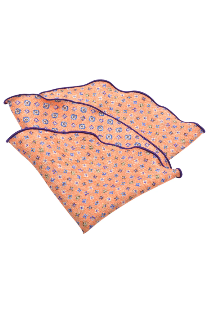 FLORAL SILK POCKET ROUND MELON - Ties & Pocket Squares - Novaman