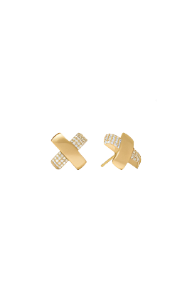 CATALINA X PAVE STUD- GOLD/CUBIC ZIRCONIUM - Earrings - Sassanova